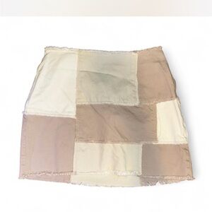 PacSun Patchwork Mini Skirt in Tan and Cream